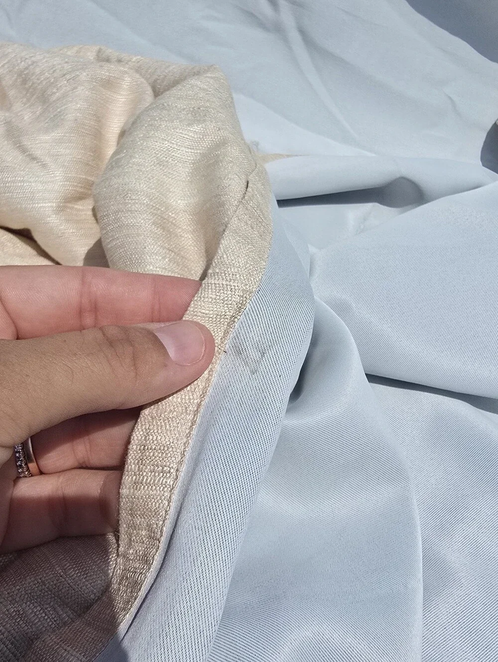 Quince Raw Silk True Blackout Curtain Panel 48x84 Ivory Single 48